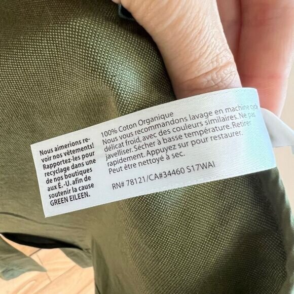 Eileen Fisher Women’s Organic Cotton Green Jacket Size Medium Open Front Boho - Picture 8 of 10